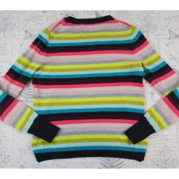J Crew 100% cashmere Multicolor long sleeve crew neck sweater womens size M - Picture 7 of 9